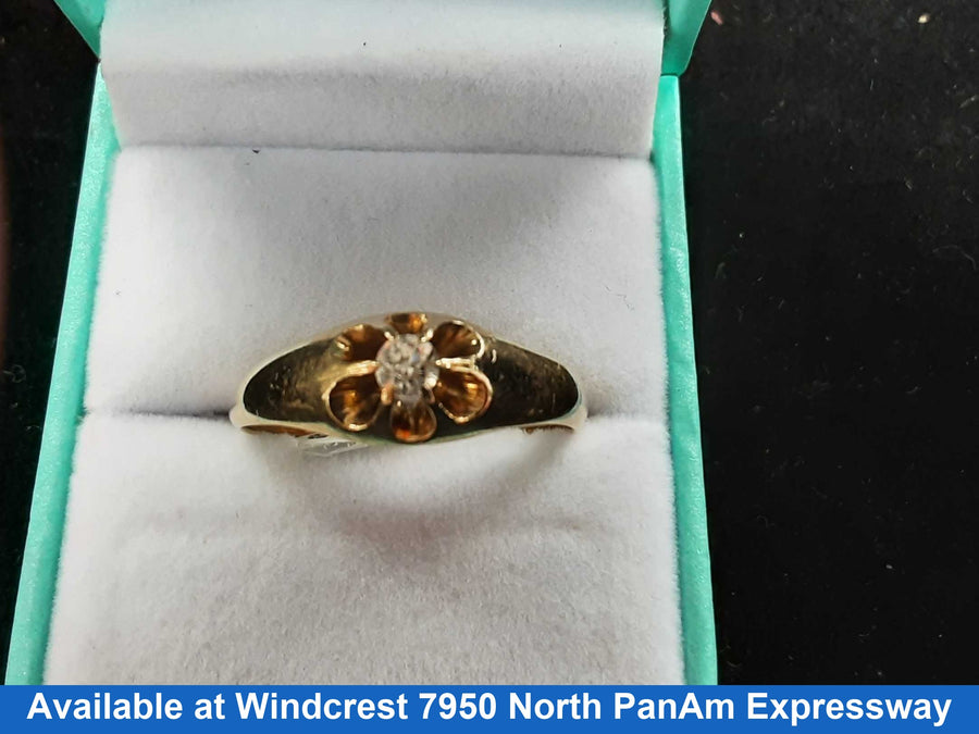 Women's Ring - Solitaire - Yellow Gold 14k (.585) 4.2 grams Size 12