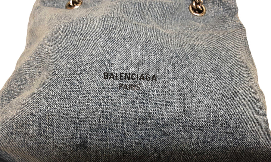 Balenciaga Crush Small Tote Denim Bag Blue Purse / Handbag