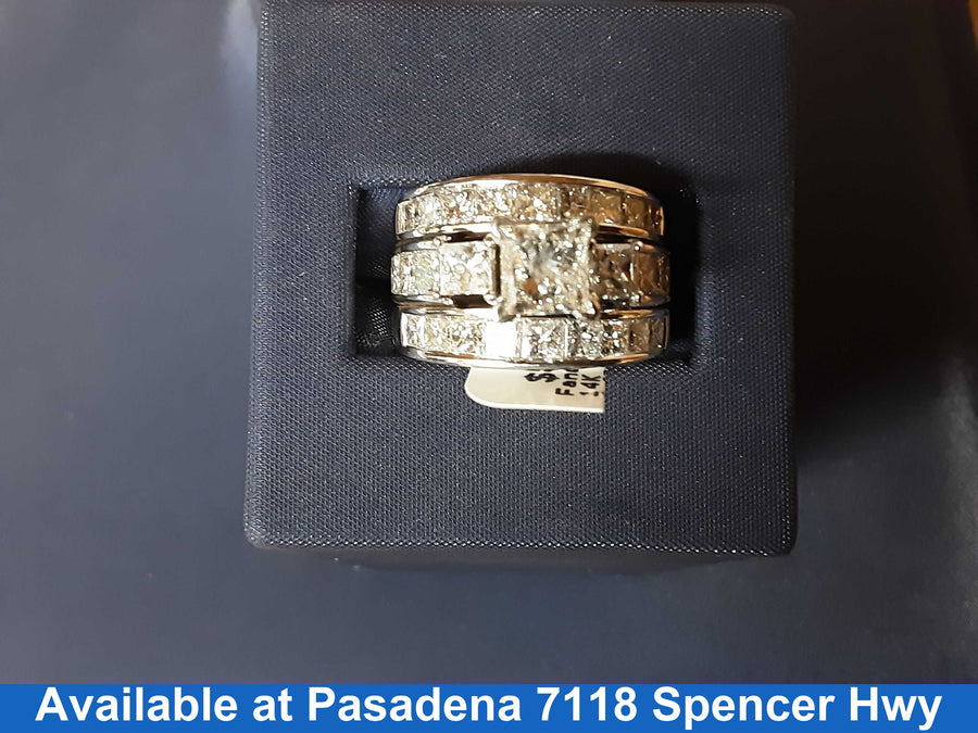 Ring - Wedding Set - White Gold 14k (.585) 11.6 grams Size 20
