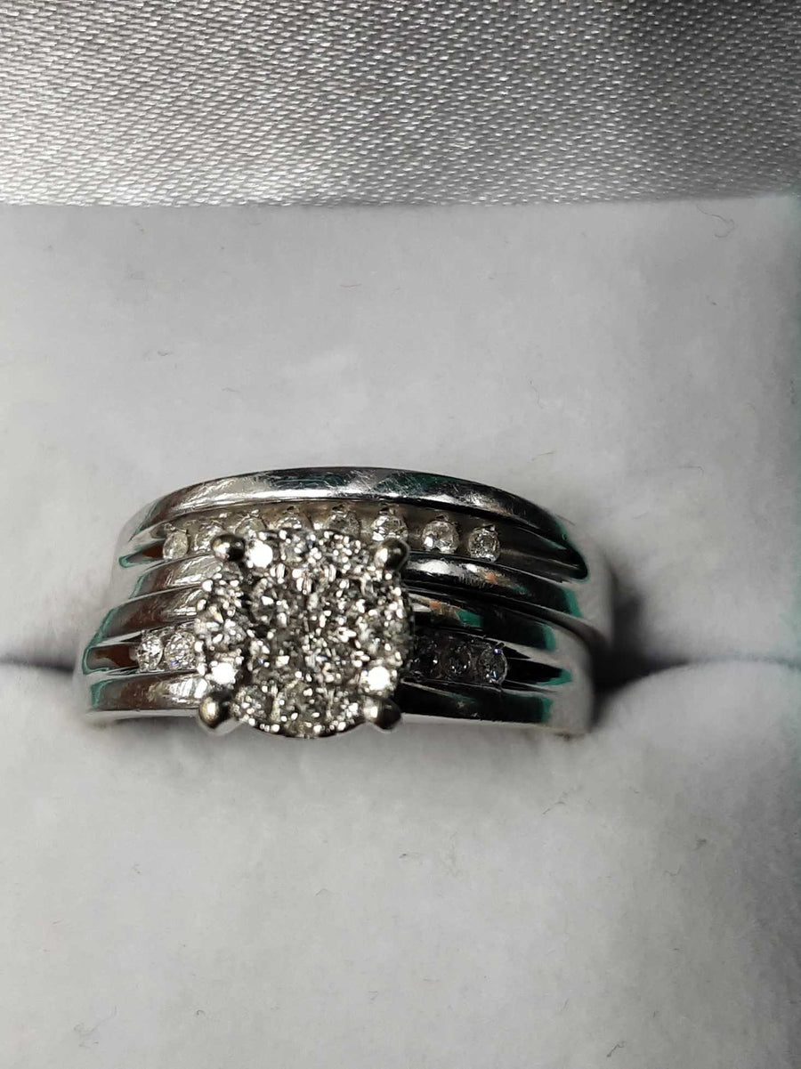Ring - Wedding Set - White Gold 10k (.417) 6.8 grams Size 8
