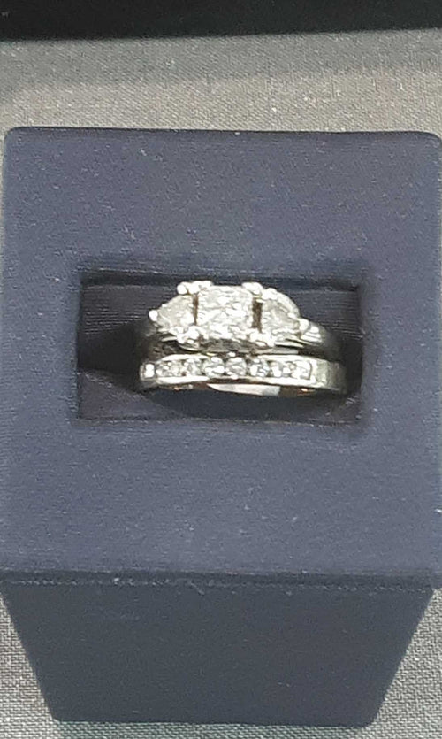 Ring - Engagement Set - White Gold 14k (.585) 6.2 grams Size 6.5