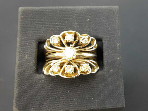 Ring - Wedding Set - White Gold 14k (.585) 9.3 grams Size 9