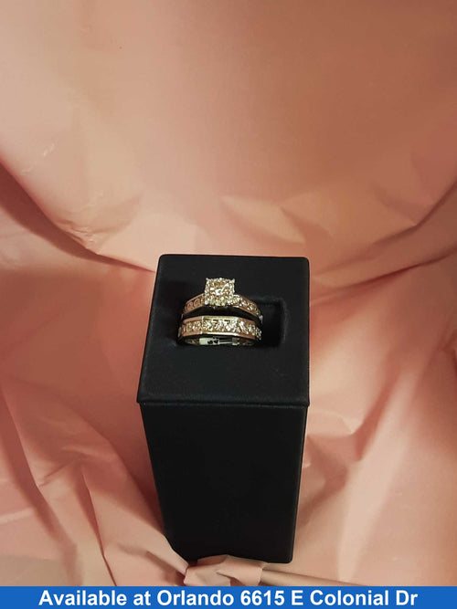 Ring - Wedding Set - White Gold 14k (.585) 7.8 grams Size 7.5
