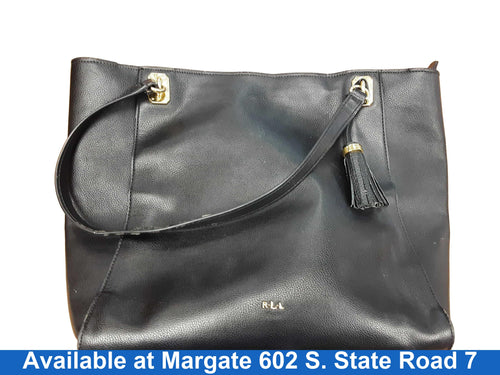 Ralph Lauren Leather Tote Black Purse / Handbag