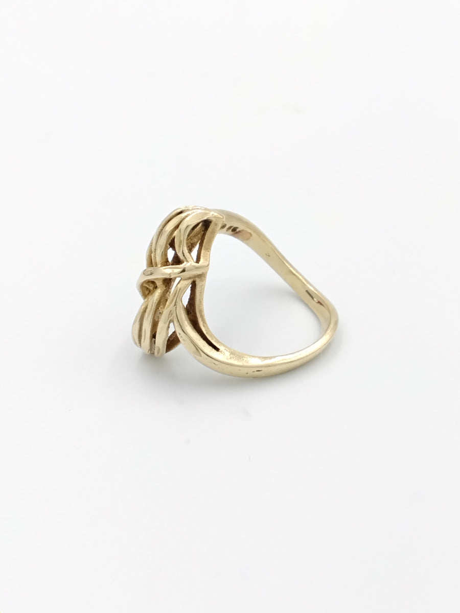 Artistic Yellow 14k Gold Free-form Open Twist Ring  (.585) 3.8 Grams Size 6