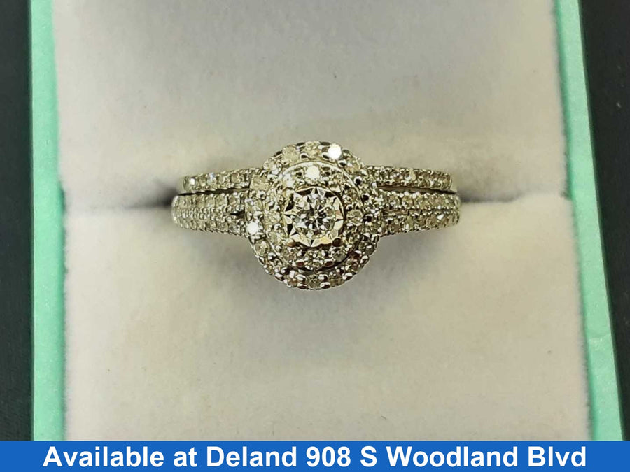 Ring - Engagement Set - White Gold 10k (.417) 3.8 grams Size 7.5