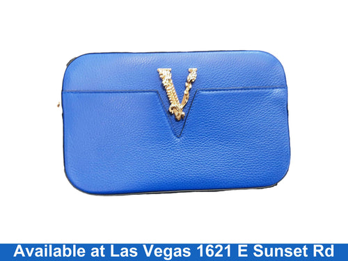 Versace Blue Barocco V Blue Purse / Handbag