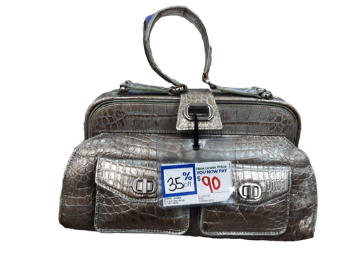 Donna Karen Alligator Silver Purse / Handbag