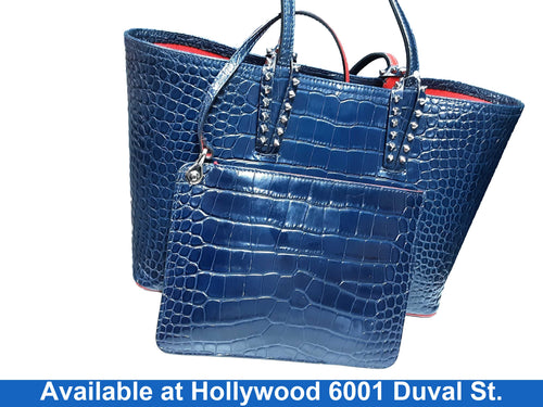Christian Louboutin Navy Crocodile-embossed Blue Purse / Handbag