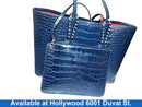 Christian Louboutin Navy Crocodile-embossed Blue Purse / Handbag