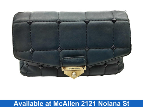 Michael Kors Soho Large Quilted Shoulder Bag Blue Purse / Handbag