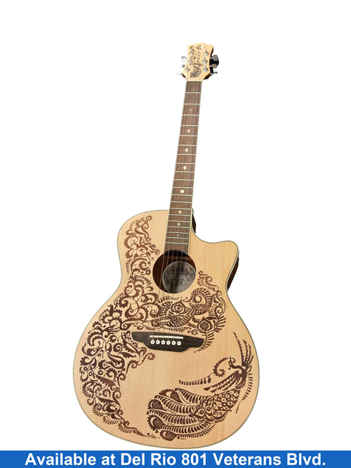 Luna Hen Paspr Beige / Tan Acoustic Classic Guitar