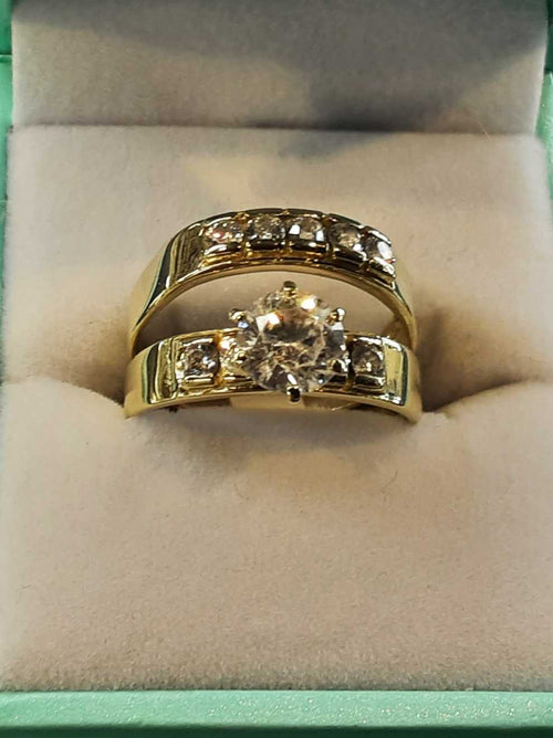 Ring - Engagement Set - Yellow Gold 14k (.585) 5 grams Size 7