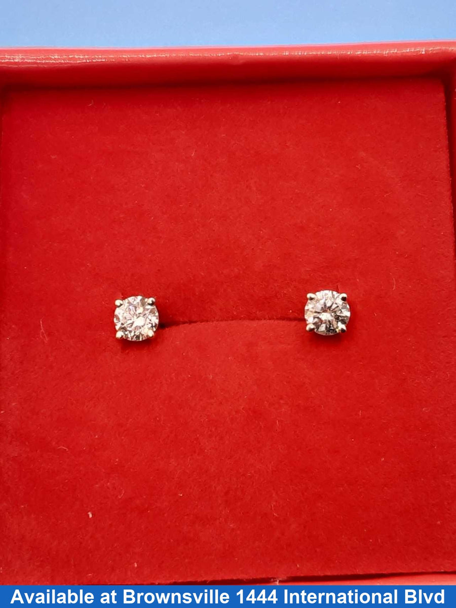 Double Stud Earring - White Gold 14k (.585) 0.9 grams