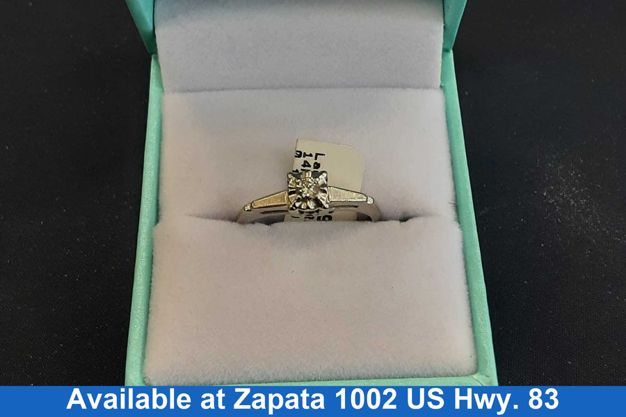 Women's Ring - Solitaire - White Gold 14k (.585) 2.1 grams Size 20