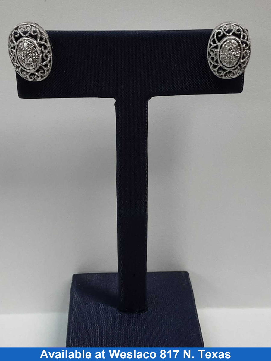 Double Stud Earring - White Gold 10k (.417) 2.4 grams