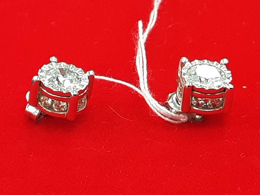 Double Stud Earrings - White Gold 14k (.585) 1.5 grams