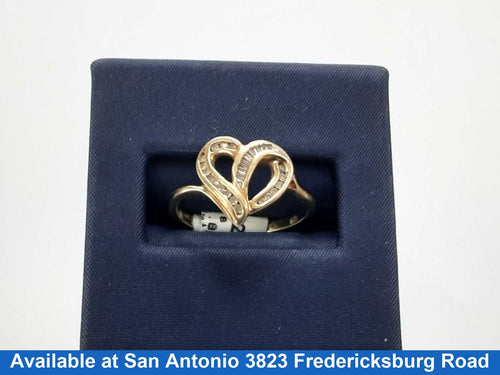 Women's Diamond Heart Ring Yellow Gold  10k Size 7.5