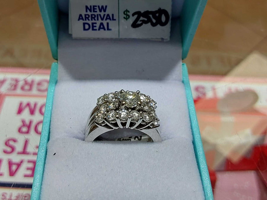 Ring - Engagement Set - White Gold 14k (.585) 10 grams Size 6.5