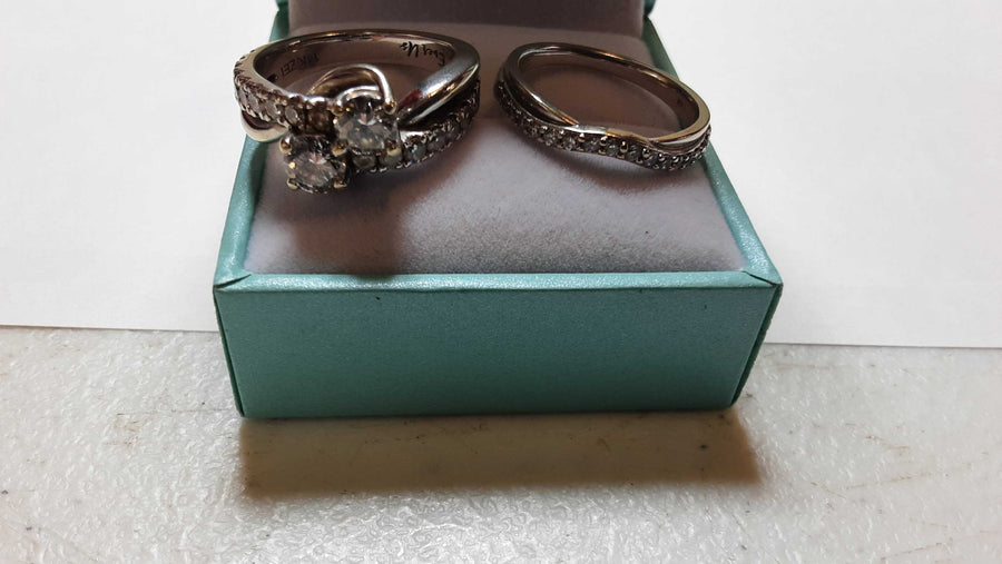 Ring - Wedding Set - White Gold 14k (.585) 10.2 grams Size 7.5