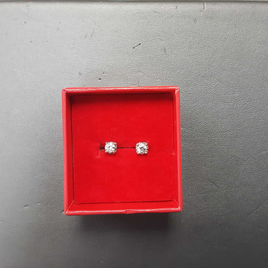 Double Stud Earring - White Gold 10k (.417) 1.3 grams