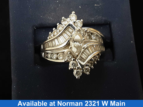 Ring - Engagement Set - White Gold 14k (.585) 8.4 grams Size 7.5