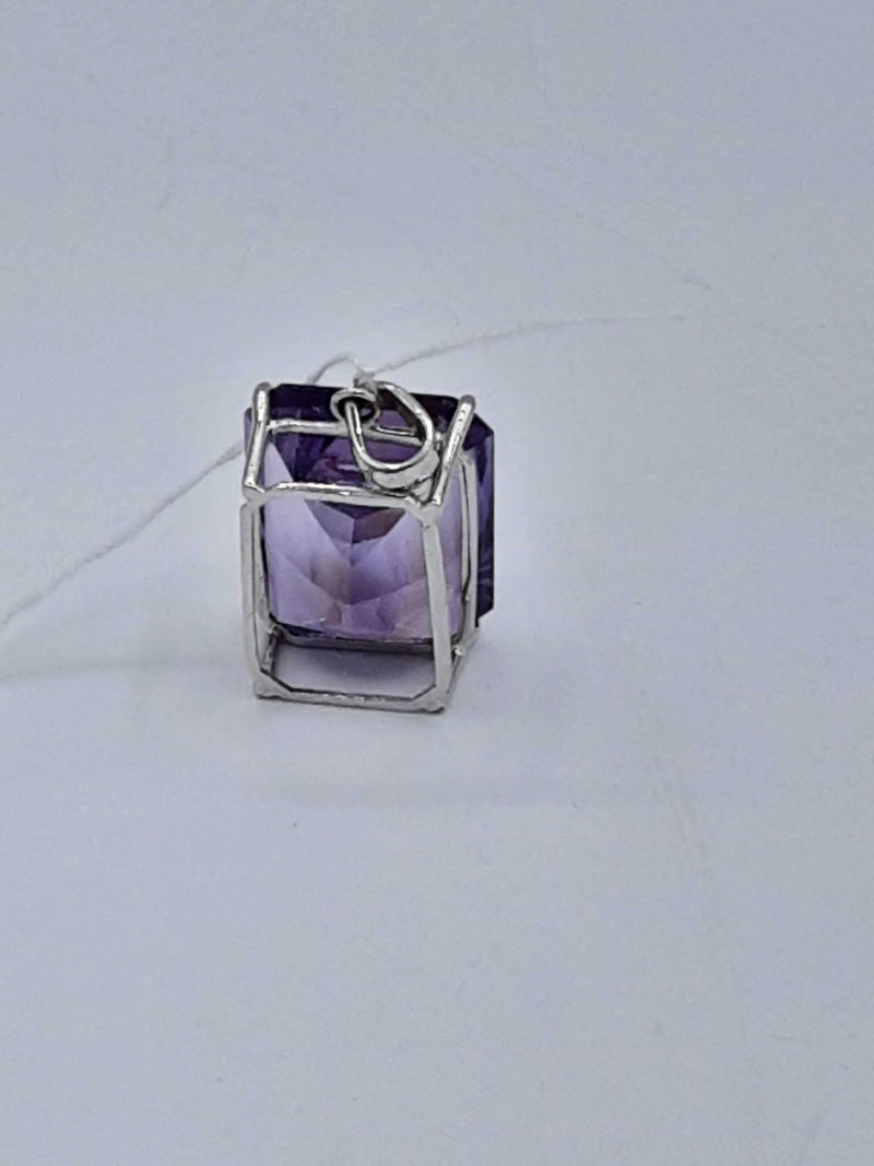 Amethyst Large Square Pendant With Diamonds 14k