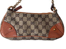 Gucci 120940 Studded Canvas Pochette Brown Purse / Handbag