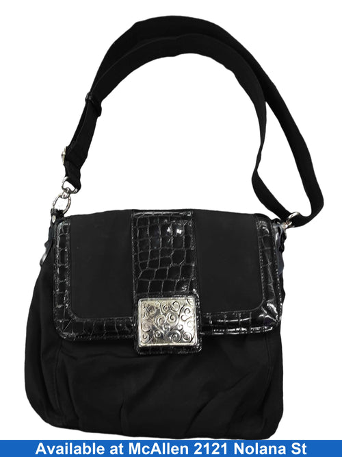 Brighton Crossbody W Silver And Swirls Black Purse / Handbag