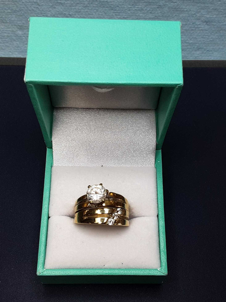 Ring - Engagement Set - Yellow Gold 10k (.417) 5.2 grams Size 8.5