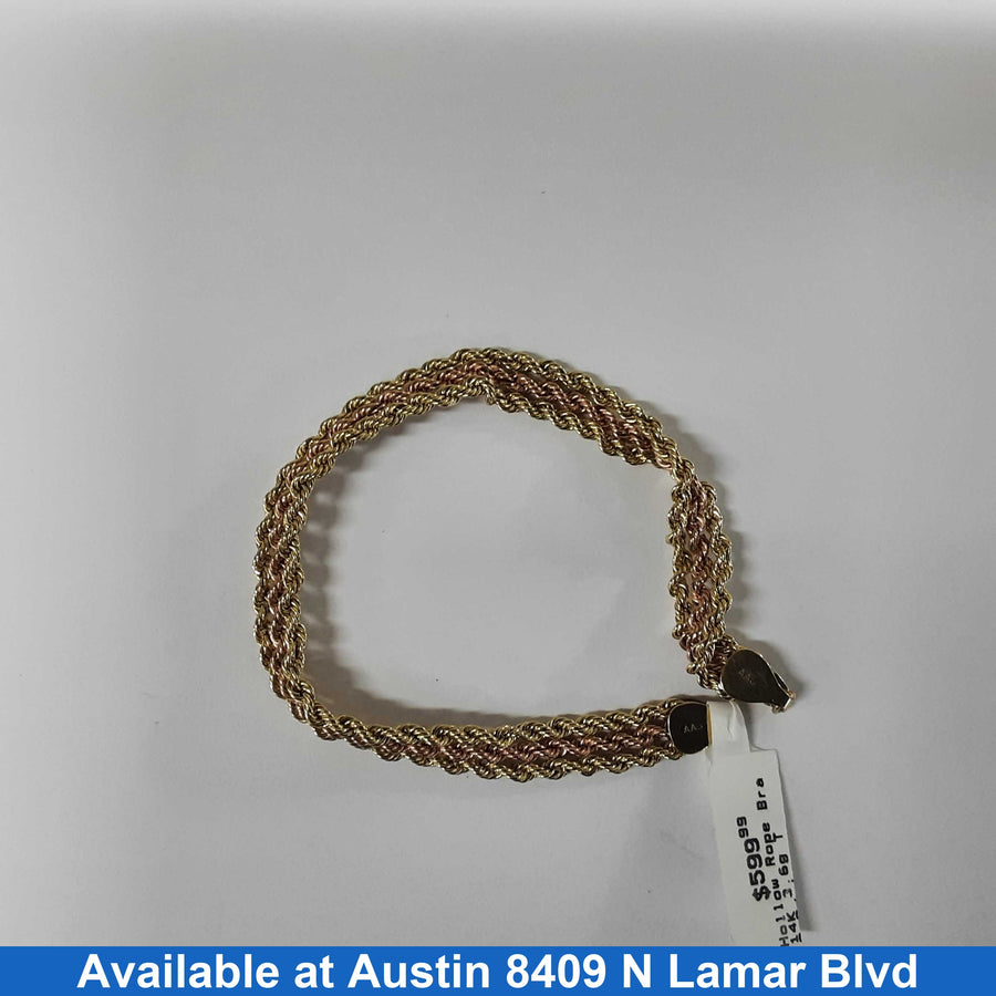 Rope Bracelet - Tricolor Gold 14k (.585) 3.6 grams 14 inch