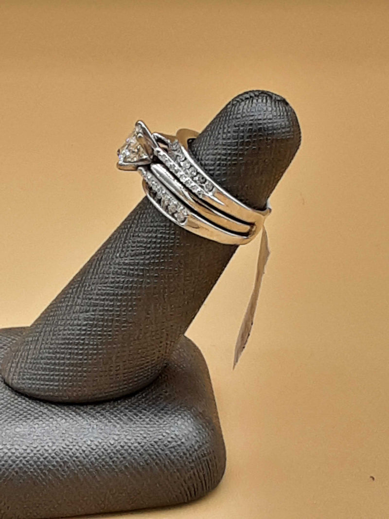 Fancy Wedding Set White Gold 14k (.585) 7.4 grams Size 6.5