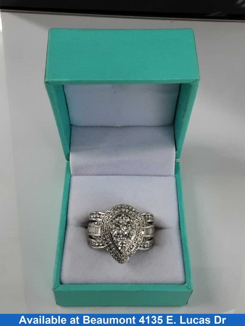 Ring - Wedding Set - White Gold 14k (.585) 11 grams Size 10