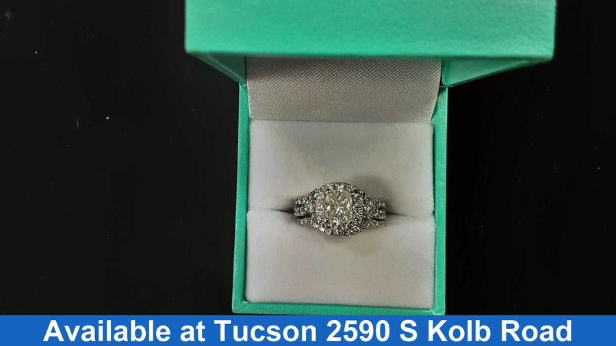 Ring - Wedding Set - White Gold 14k (.585) 6.4 grams Size 7