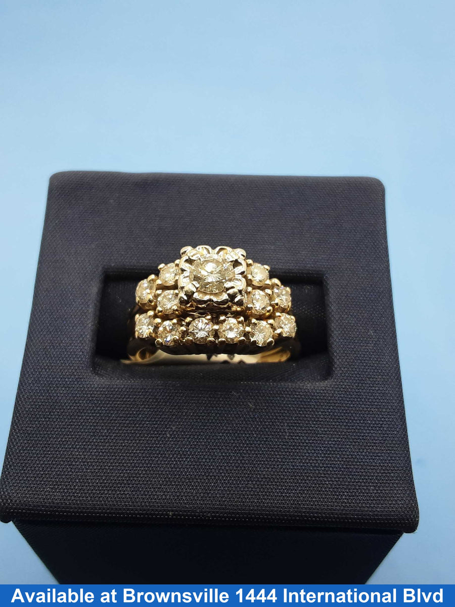 Ring - Engagement Set - Yellow Gold 14k (.585) 6.3 grams Size 7