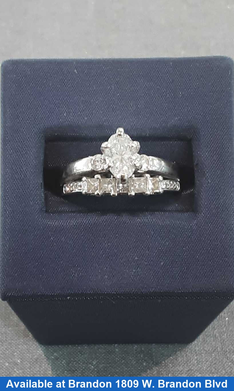 Ring - Engagement Set - White Gold 14k (.585) 7.6 grams Size 9