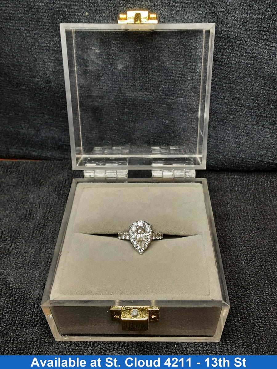 Ring - Wedding Set - White Gold Pear Shape Engagement Ring
