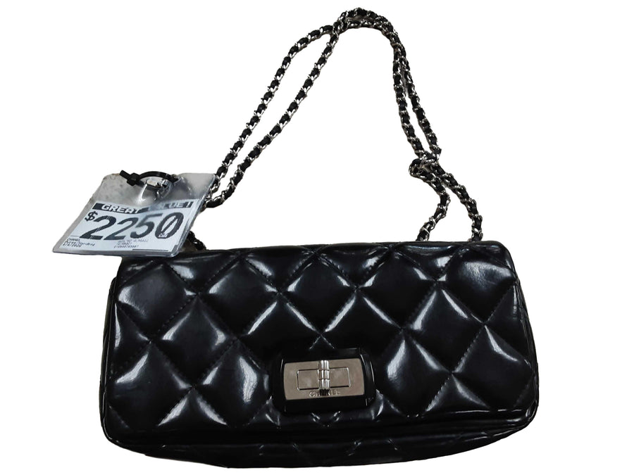 Chanel Quilted Classic Paten Leather Black Purse / Handbag