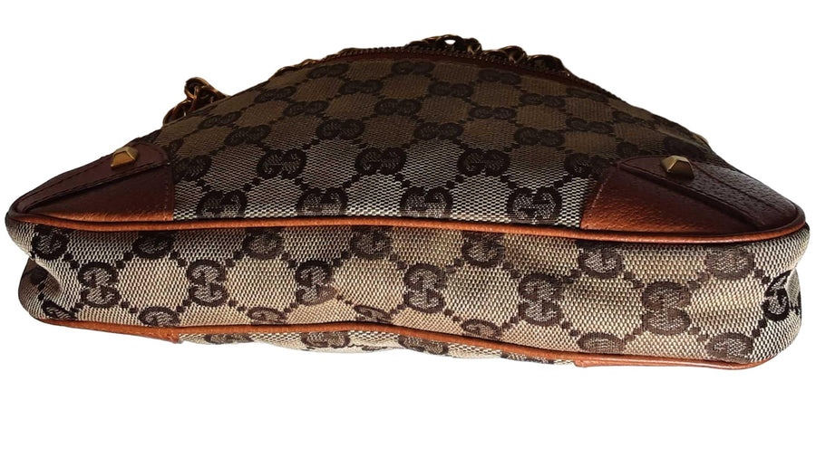 Gucci 120940 Studded Canvas Pochette Brown Purse / Handbag
