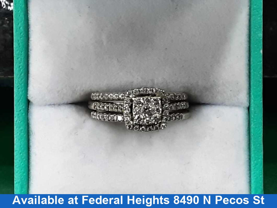 Ring - Wedding Set - White Gold 10k (.417) 4.68 grams Size 4.5