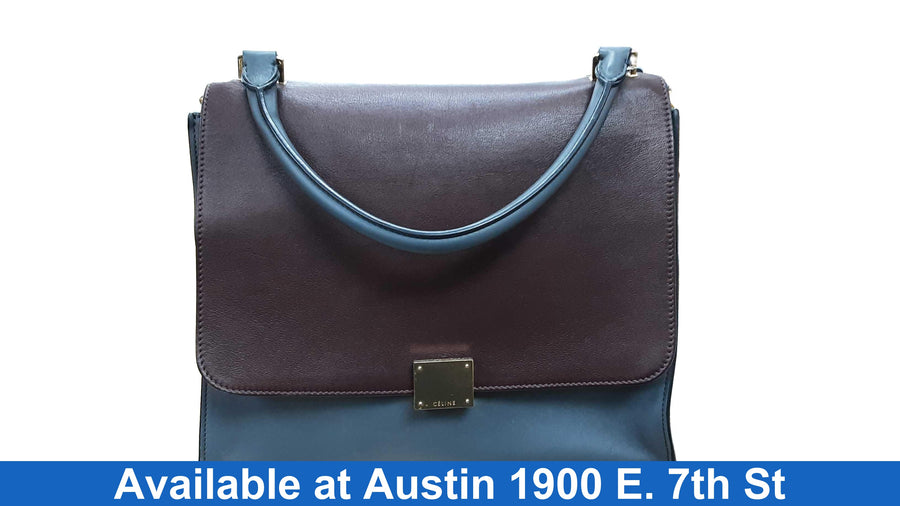 Celine Smooth Calfskin Suede Tricolor Trapeze Bag Multi-color Purse / Handbag