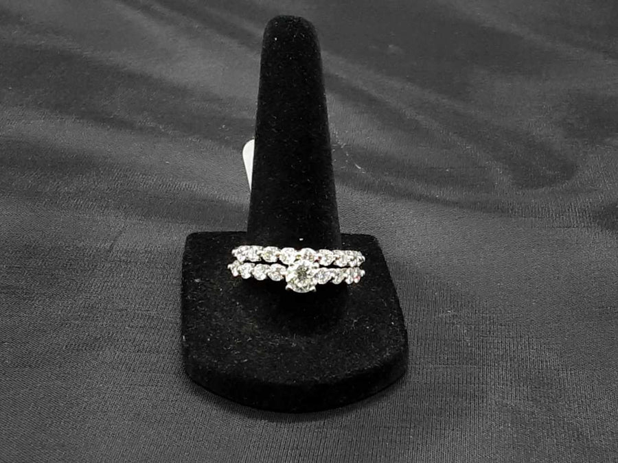 Ring - Wedding Set - White Gold 14k (.585) 6.7 grams Size 9.5