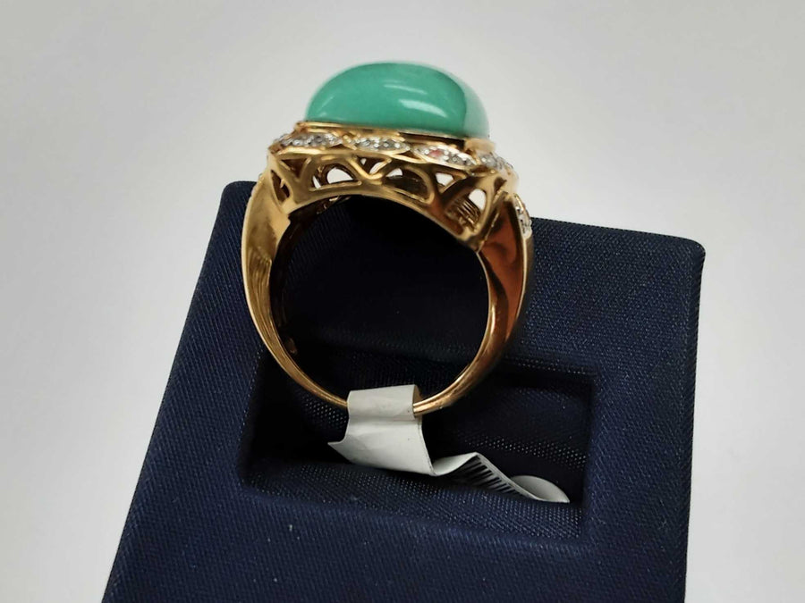 Women's Ring - Turquoise Color Stone Yellow Gold Ring Size 6.5