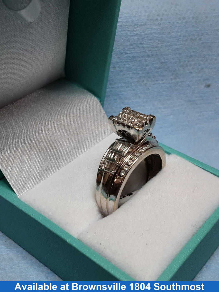 Ring - Engagement Set - White Gold 14k (.585) 6.5 grams Size 9.5
