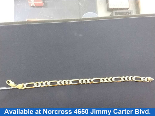 Figaro Bracelet - Tricolor Gold 14k (.585) 13.4 grams 8 inch