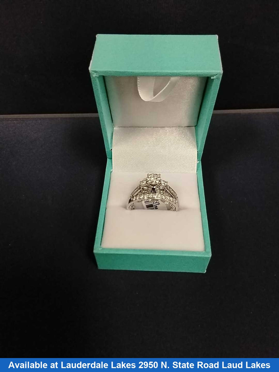 Ring - Engagement Set - White Gold 14k (.585) 7.7 grams Size 9.5