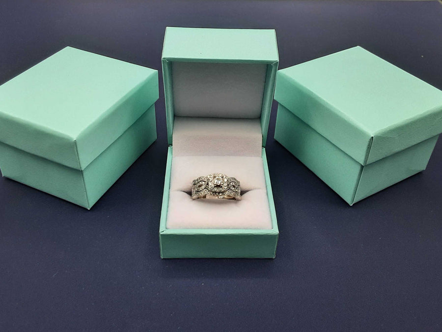 Ring - Wedding Set - White Gold 14k (.585) 9.8 grams Size 6