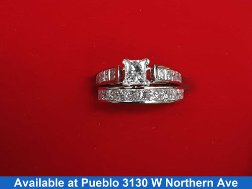 Ring - Wedding Set - White Gold 14k (.585) 4.4 grams Size 3.5