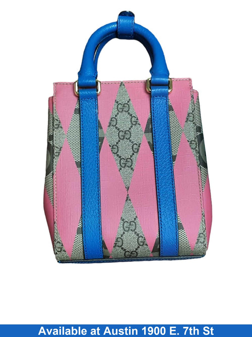 Gucci Gg Supreme Monogram Rhombus Web Mini Tote Pink Purse / Handbag