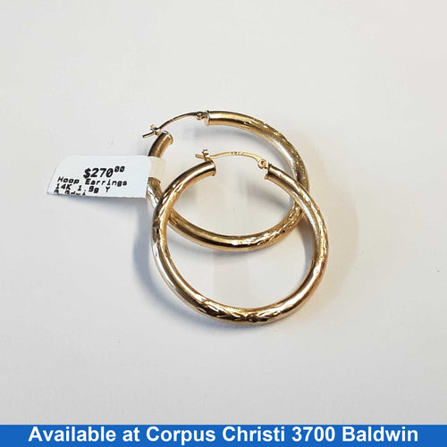 Hoop Earrings - Yellow Gold 14k (.585) 1.9 grams